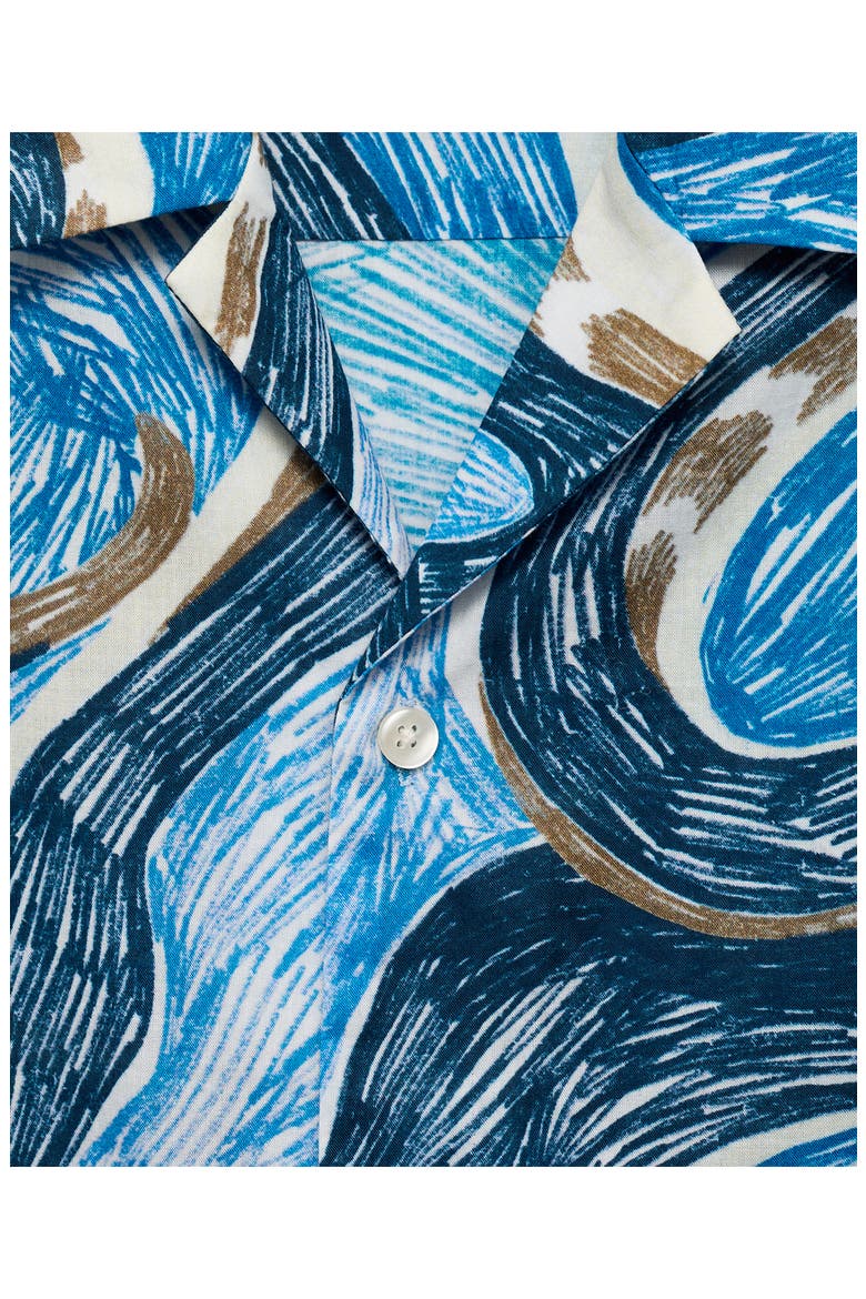 Regular Fit Print Camp Shirt, Alternate, color, BLUE