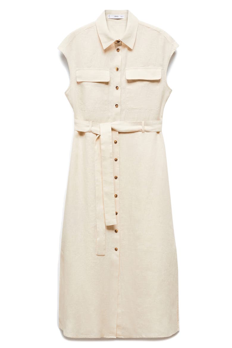 Quito Tie Waist Linen Shirtdress, Alternate, color, LIGHT PASTEL BROWN