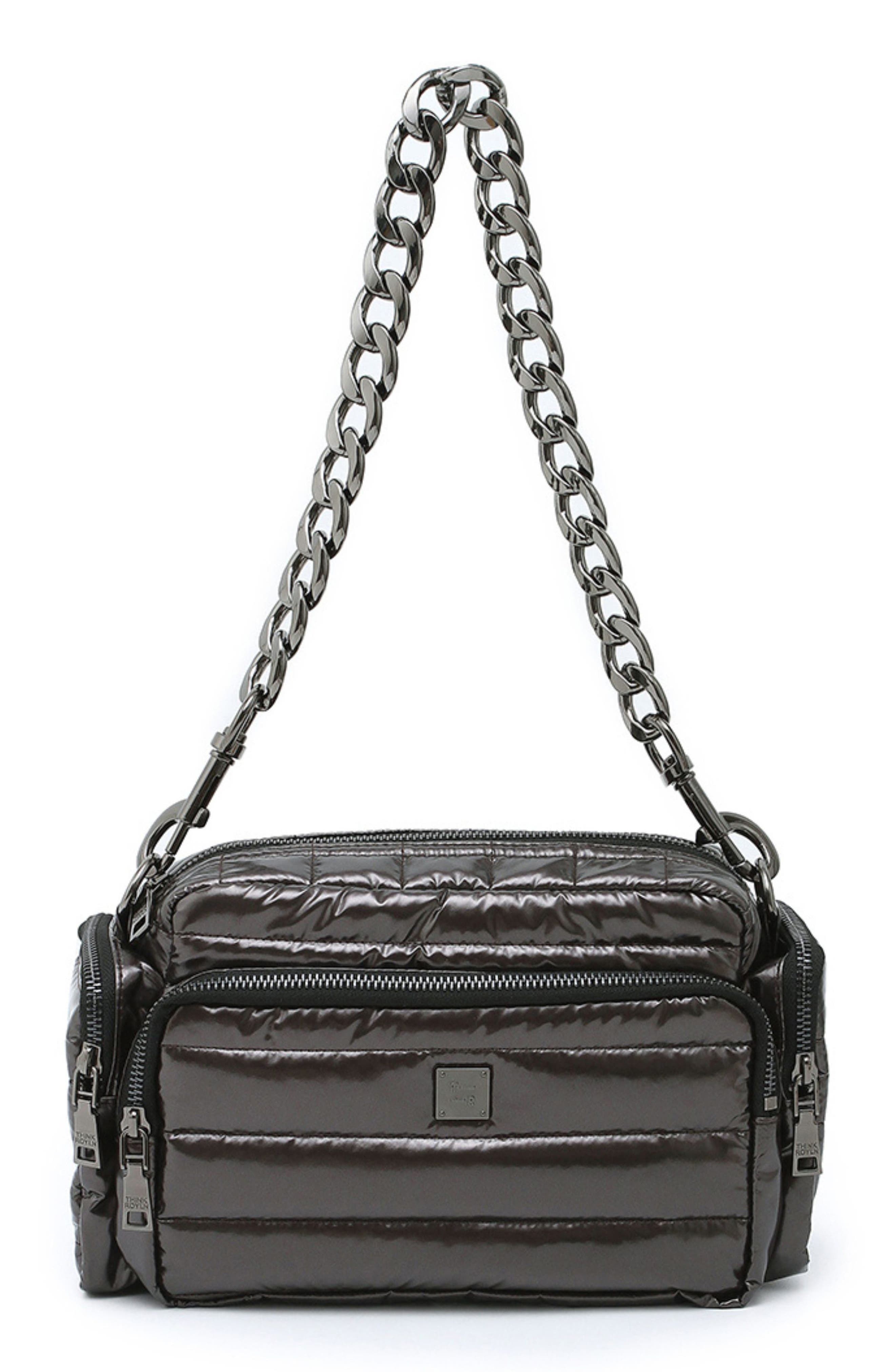 Triad Quilted Faux Leather Crossbody Bag, Main, color, DARK MOCHA PATENT