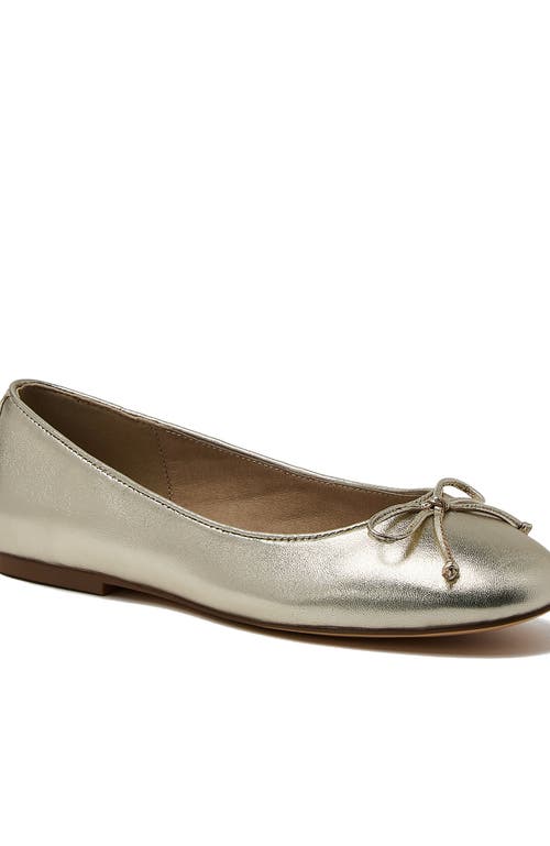 Lands' End Essential Leather Ballet Flats In Light Gold