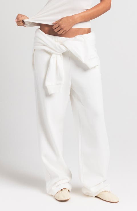 Cotton Fleece Blend Classic Straight Leg Pants (Regular & Plus)