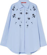 Marina Rinaldi Uganda Embellished Oversize Cotton Button-Up Shirt