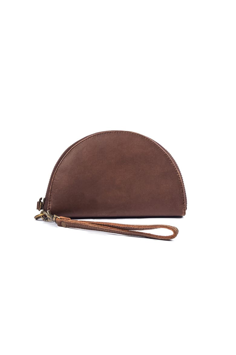 Leather Halfmoon Wallet, Alternate, color, Saddle (dark)