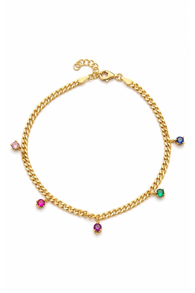 Curb Chain Charm Anklet, Main, color, YELLOW/ MULTI