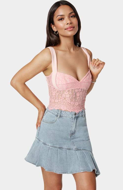 Bebe Lace Sweetheart Top In Pink