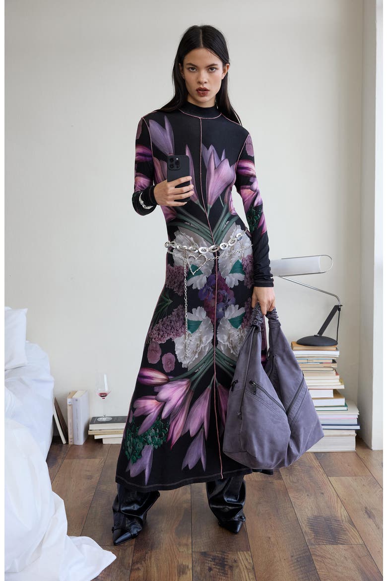 DRESS LONG SLEEVE, Alternate, color, BLACK