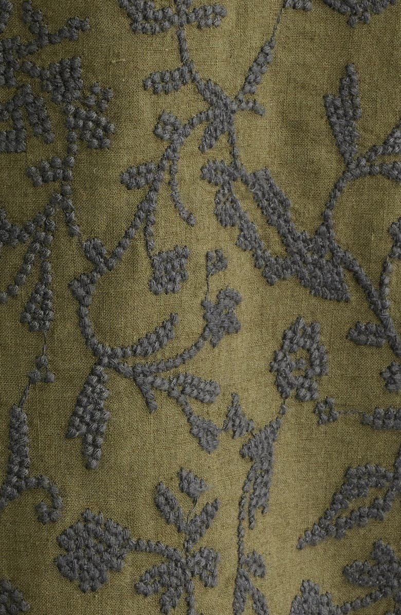 Treasure & Bond Embroidered Linen & Cotton Camp Shirt, Alternate, color, Olive Night Embroidery