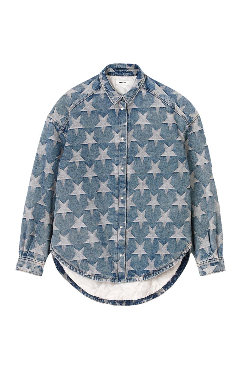 SANDRO Starry denim overshirt jacket, Alternate, color, 
