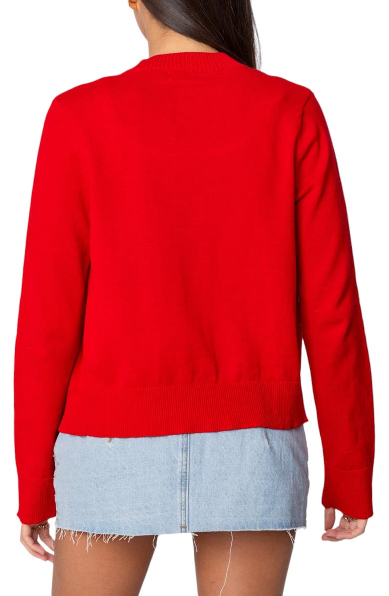 EDIKTED Hollie Cotton Cardigan, Alternate, color, Red