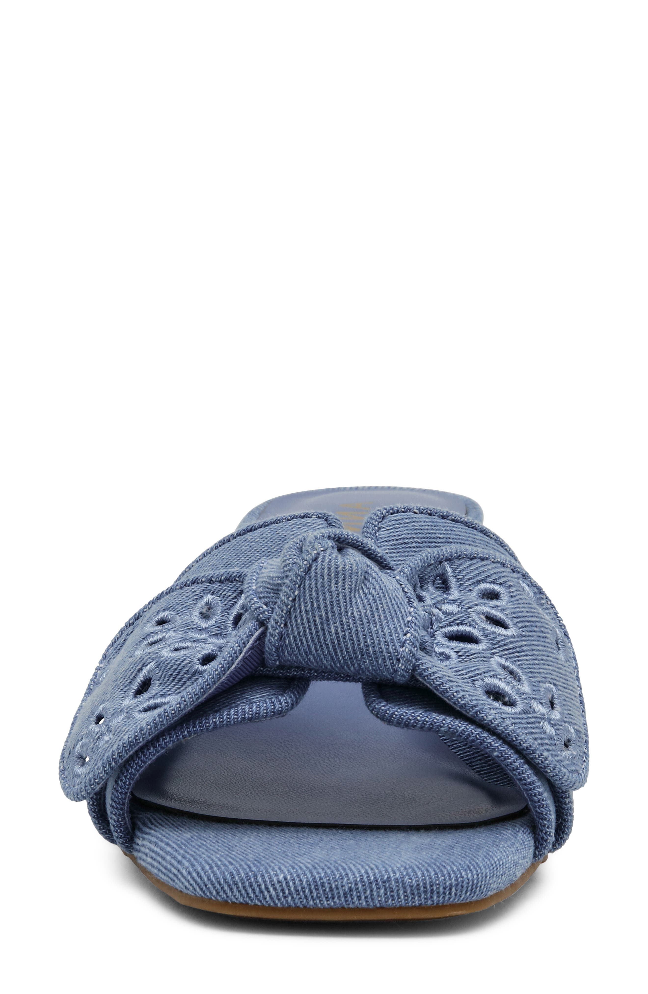 Anne Klein Kizmet Bow Slide Sandal, Alternate, color, Denim