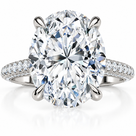 Certified 4.30Ct Oval Diamond Side Halo Engagement Ring 14k Gold Lab Grown