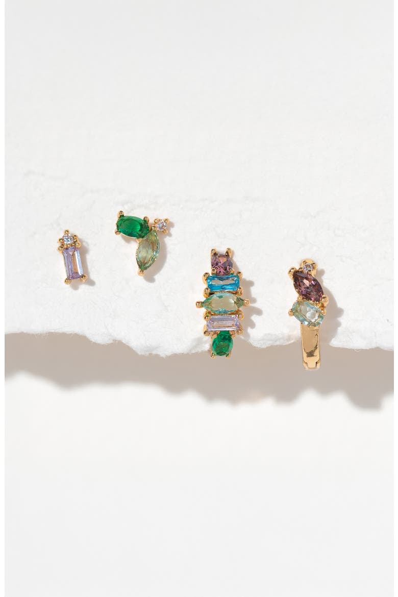 Flora & Fauna Set of 4 Mismatched Stud Earrings, Alternate, color, GOLD