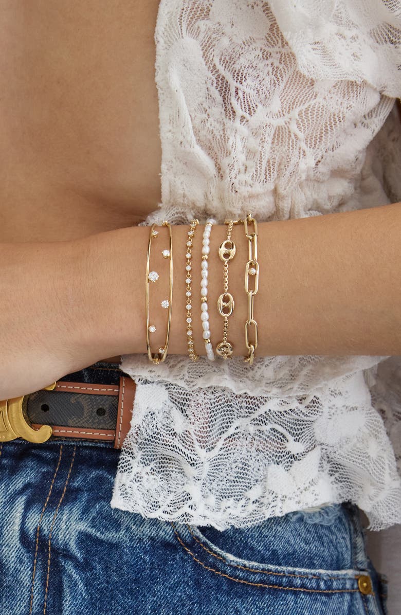 Zoë Chicco Baroque Pearl & 14K Gold Bracelet, Alternate, color, 14K Yellow Gold