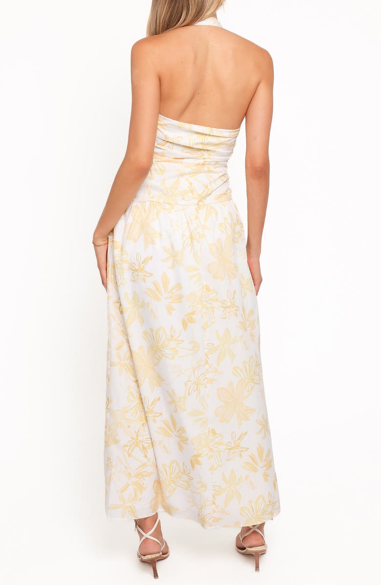 Petal & Pup Jemma Floral Print Halter Maxi Dress, Alternate, color, Yellow Floral
