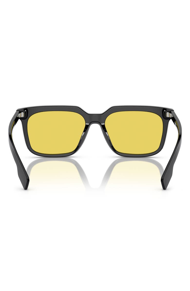 Burberry 56mm Square Sunglasses, Alternate, color, Black/ Yellow
