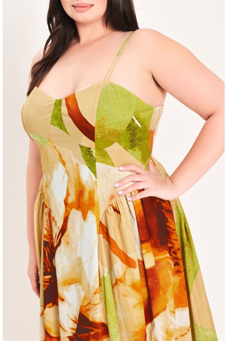 Floral Cotton Maxi Dress, Alternate, color, KHAKI