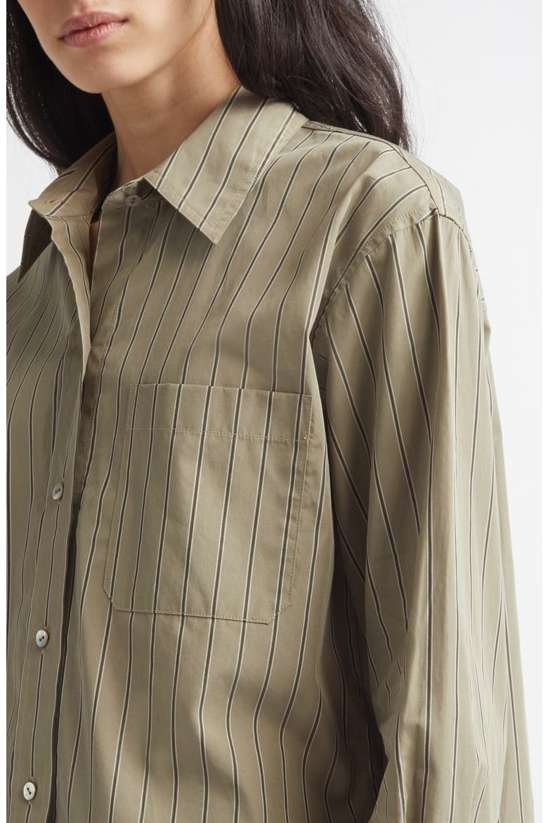 Stripe Crop Poplin Shirt, Alternate, color, ARTICHOKE/ DARK THYME