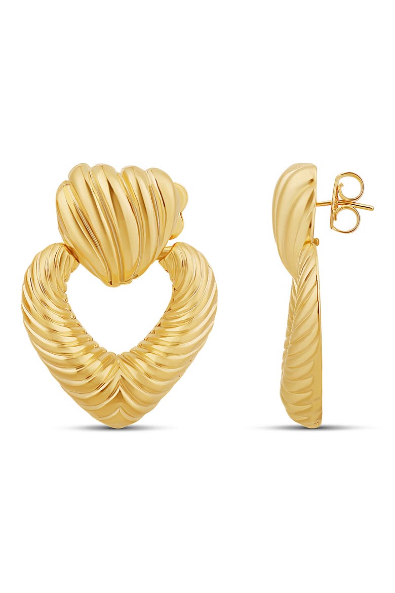 Textured Heart Drop Earrings, Main, color, GOLD