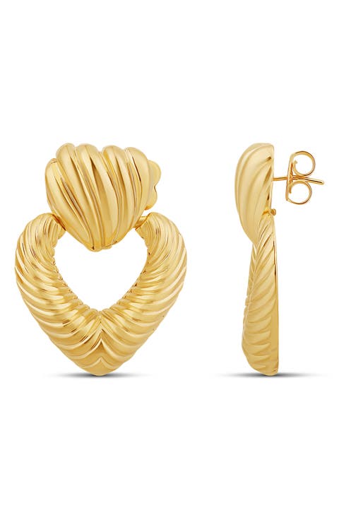 Textured Heart Drop Earrings