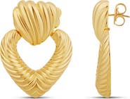 SHYMI Textured Heart Drop Earrings
