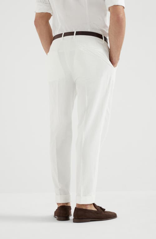 Brunello Cucinelli Pleat-front Cotton Trousers In Snow
