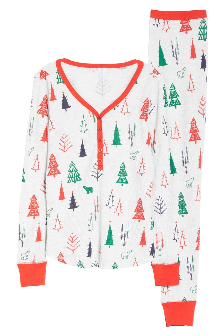 Thermal Pajamas, Alternate, color, GREY LIGHT HEATHER FOREST