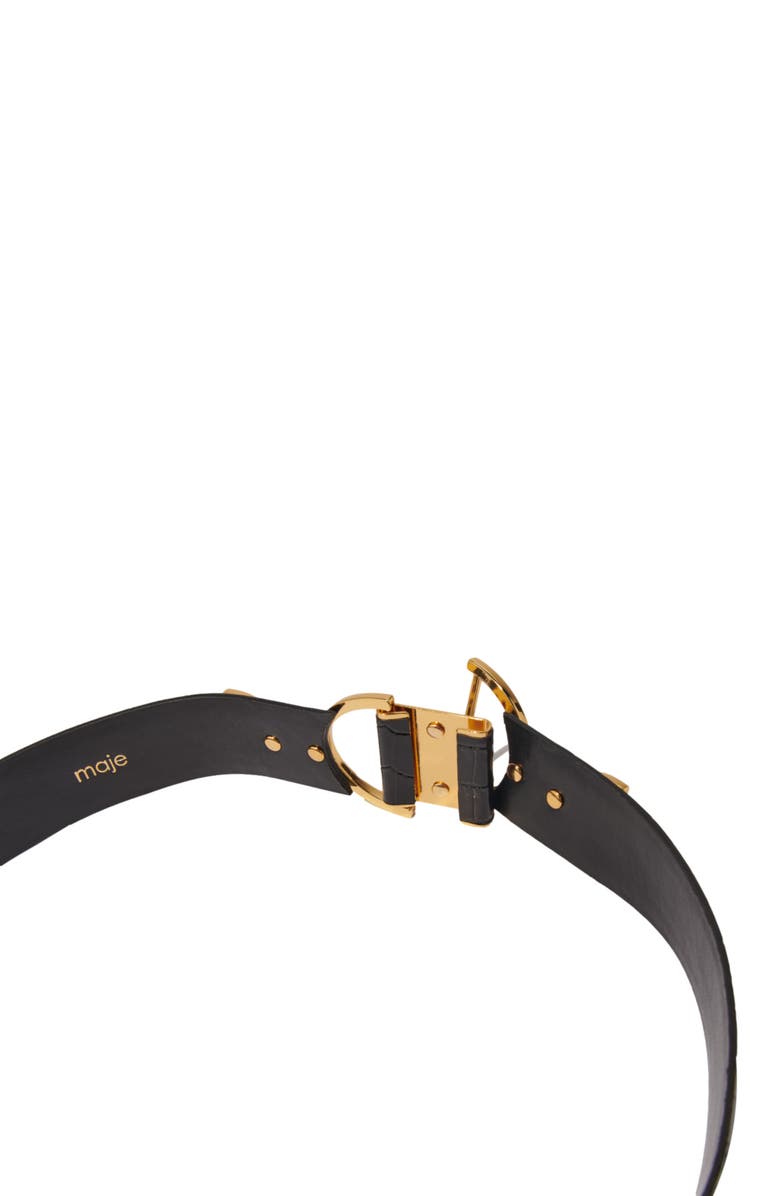 maje Wide smooth leather belt, Alternate, color,