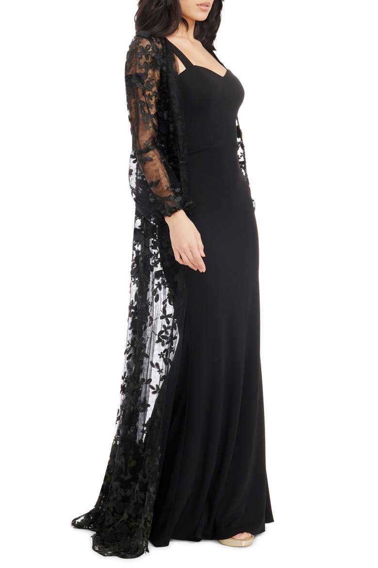 Joss Floral Appliqué Lace Jacket, Alternate, color, BLACK
