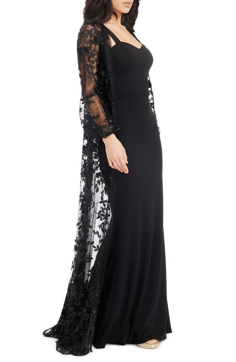 Dress the Population Joss Floral Appliqué Lace Jacket, Alternate, color, Black