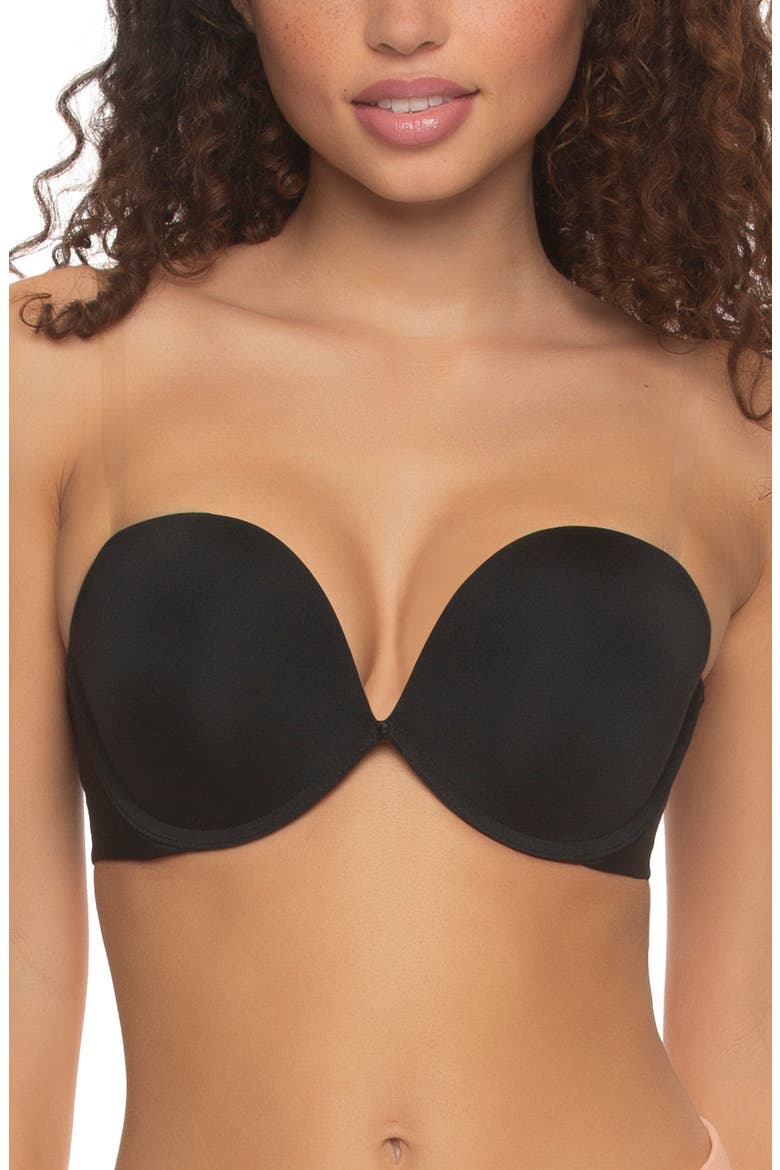 Evolve Underwire Convertible Strapless Push-Up Plunge Bra, Alternate, color, BLACK