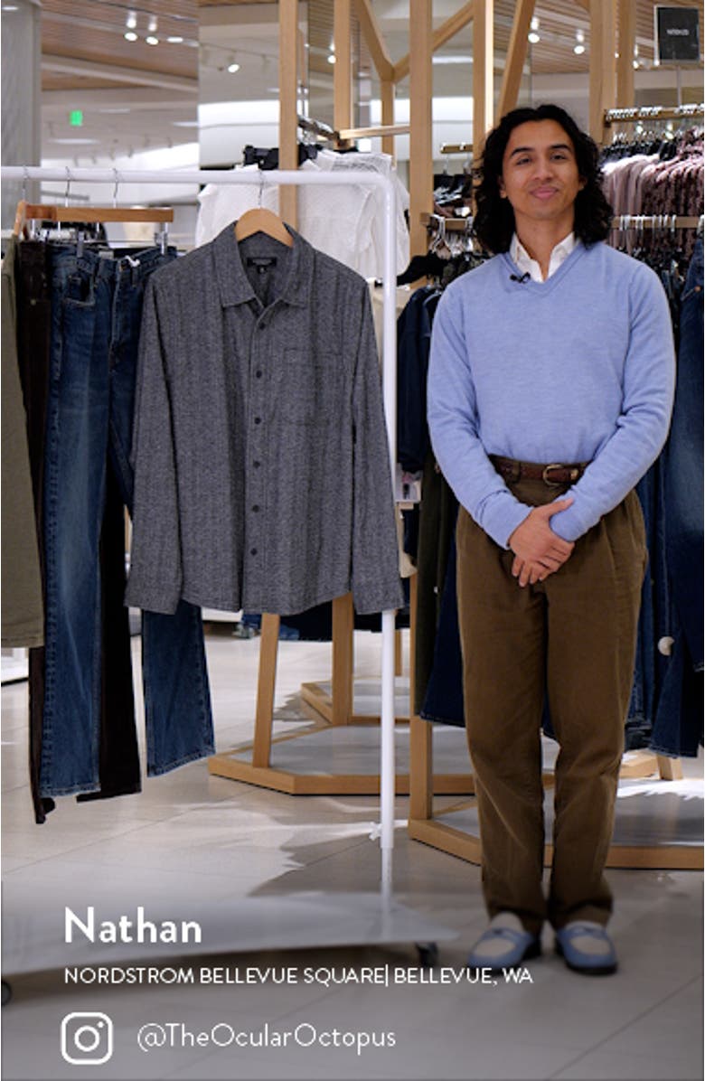 Knit Herringbone Button-Up Shirt, sales video thumbnail