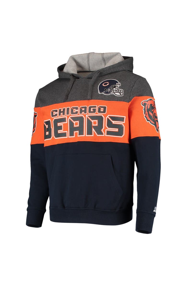 STARTER Men's Starter Heathered Gray/Orange Chicago Bears Extreme Fireballer Pullover Hoodie, Alternate, color, Heather Gray