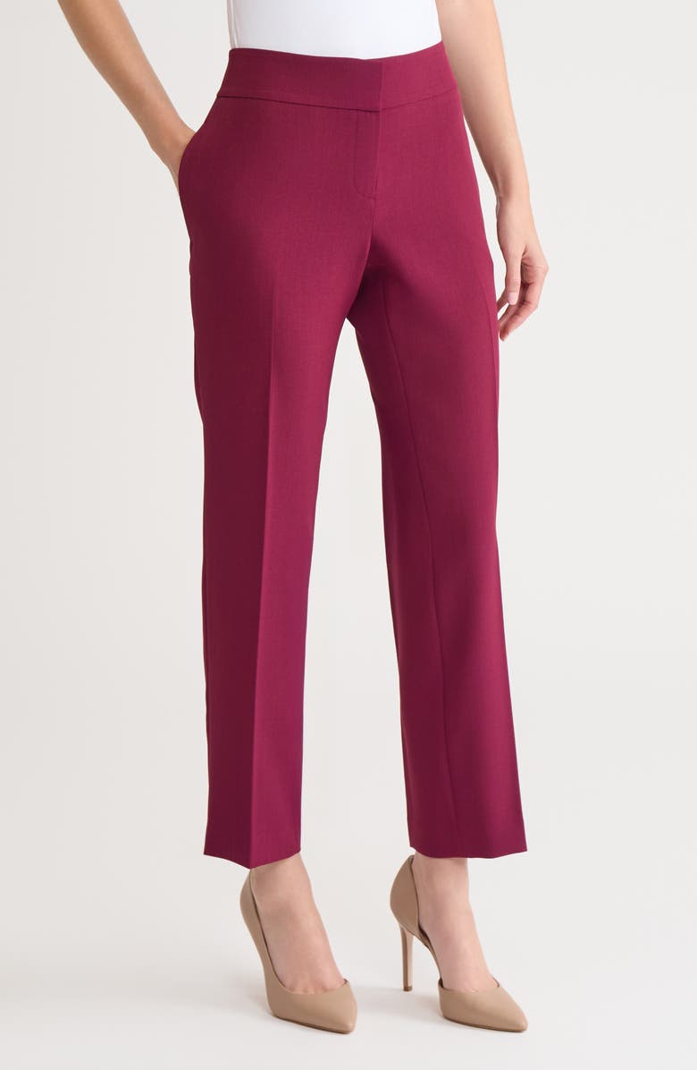 KASPER Classic Fit Slim Leg Pants, Alternate, color, Shiraz