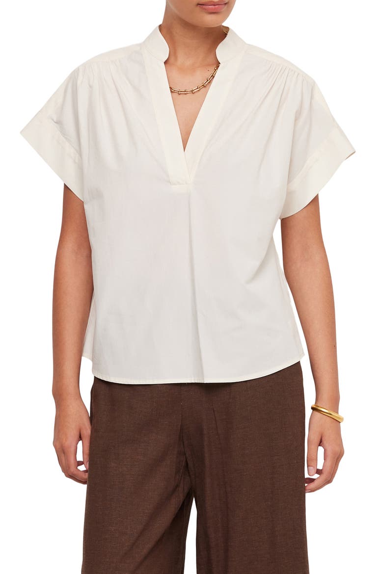Short Sleeve V-Neck Top, Main, color, CREAM