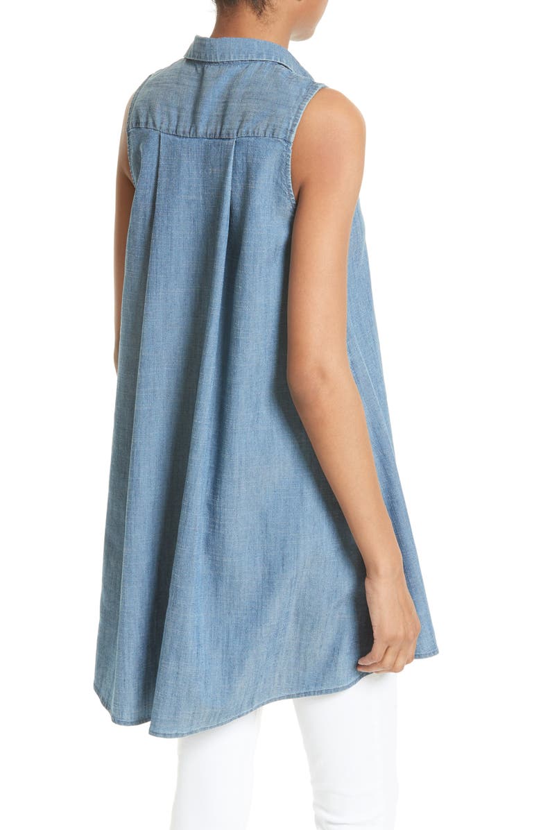 Alice + Olivia Anisa Sleeveless Chambray Tunic, Alternate, color,