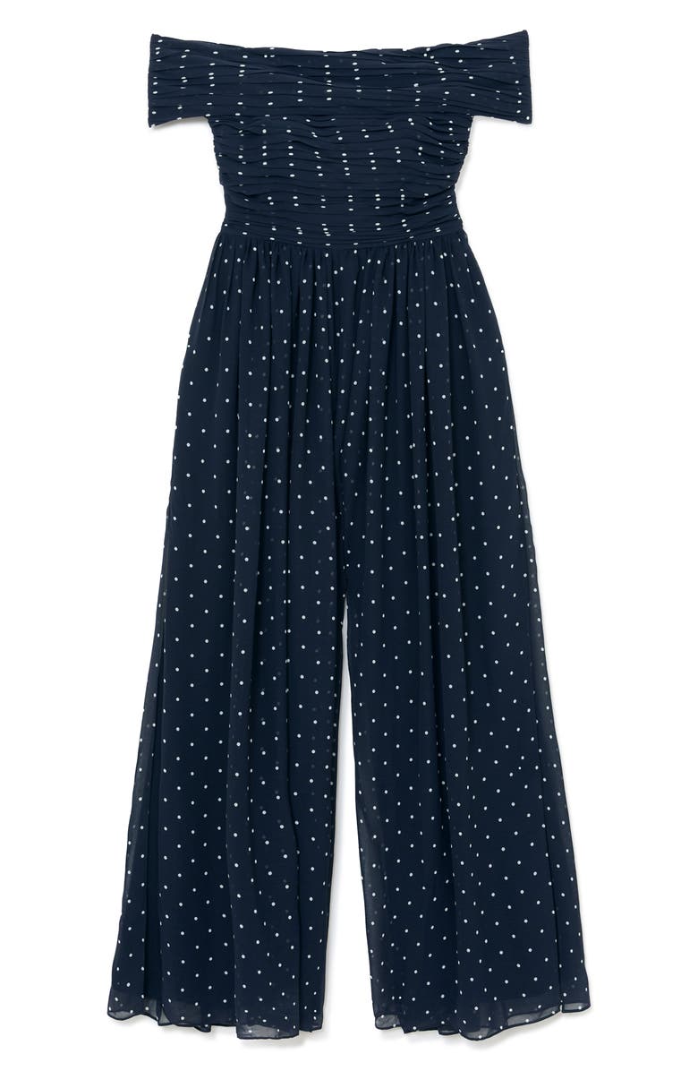 Reiss Margo Polka-Dot Bardot Wide-Leg Jumpsuit, Alternate, color, Navy/ Ivory