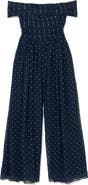 Reiss Margo Polka-Dot Bardot Wide-Leg Jumpsuit