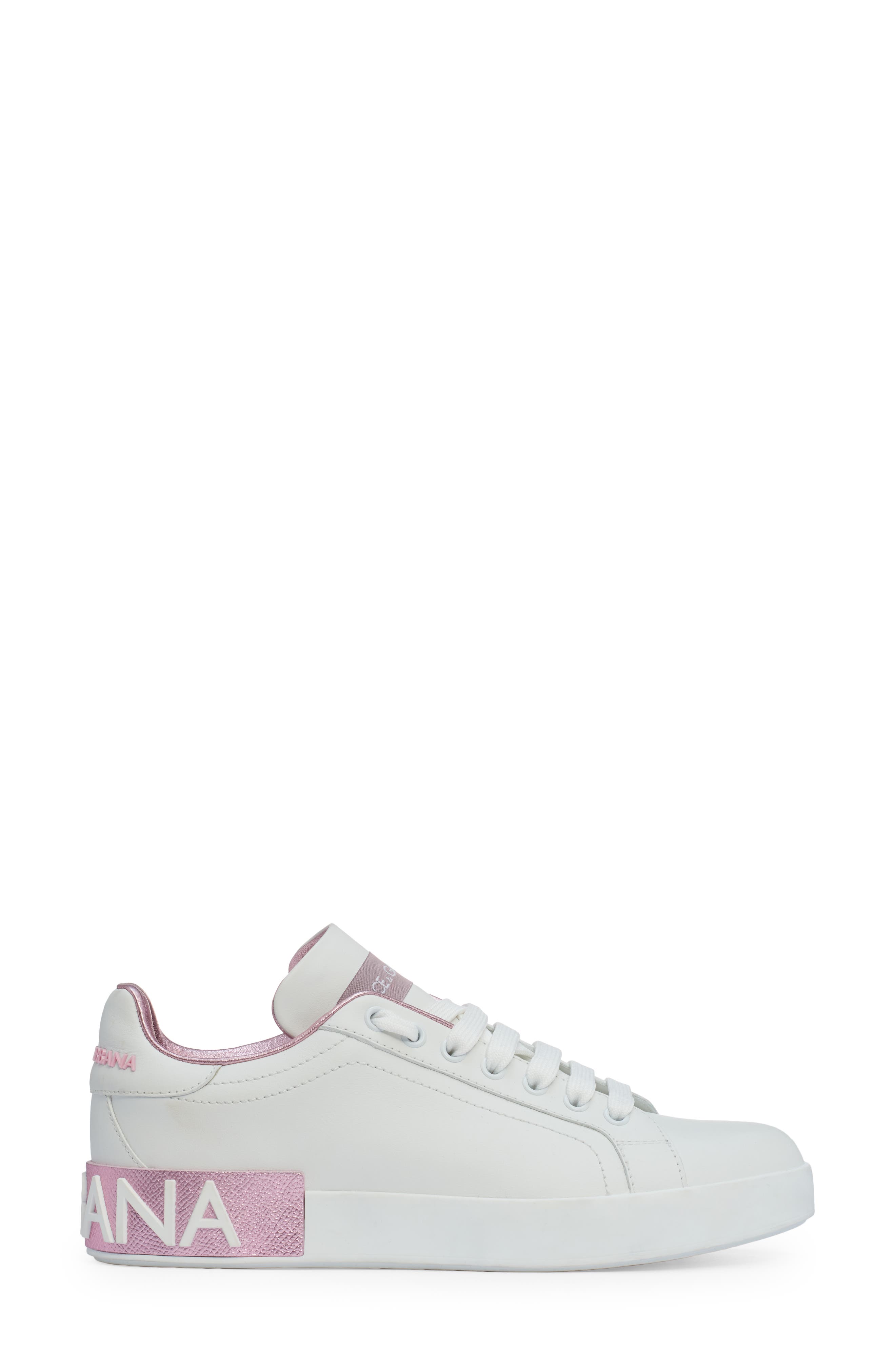 Dolce&Gabbana Portofino Platform Sneaker, Alternate, color, White/ Pink