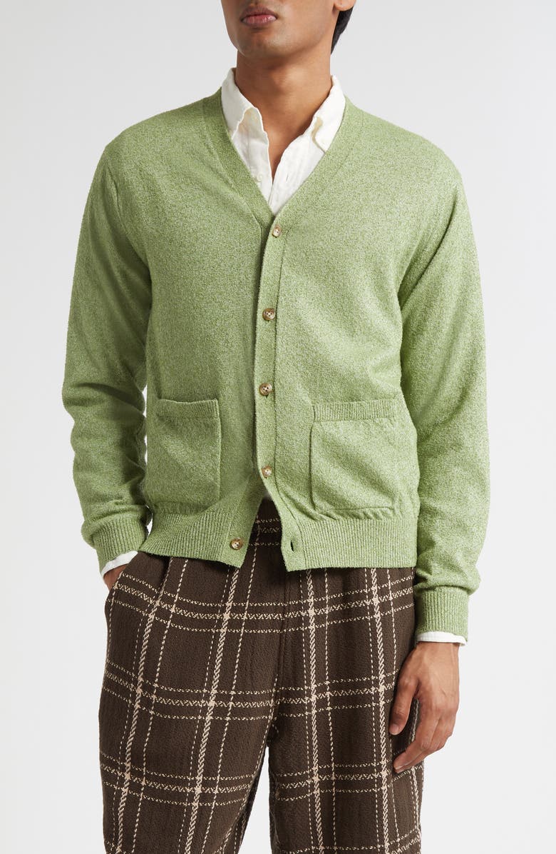 BEAMS Bouclé Cardigan, Main, color, Olive