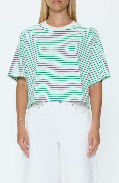 Mae Stripe Boxy Crop T-Shirt