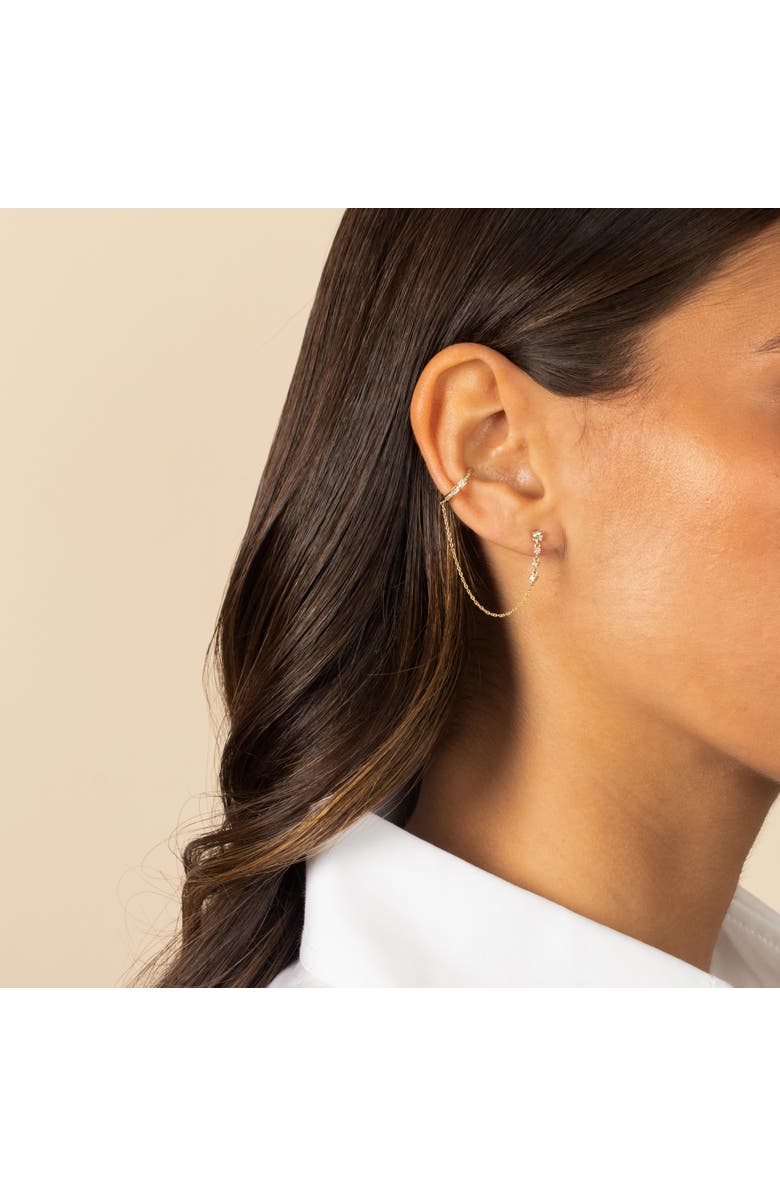 BY ADINA EDEN Diamond Chain X Pave Ear Cuff Stud Earring 14K, Alternate, color,