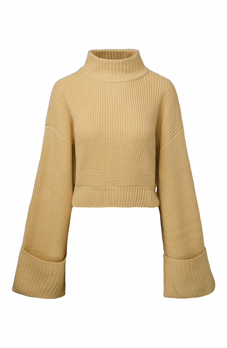 WeWoreWhat Cropped Turtle Neck Sweater, Main, color, 