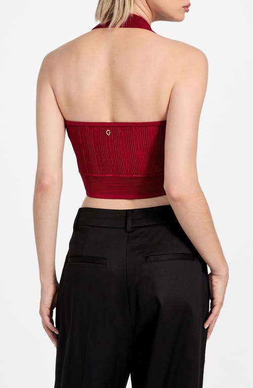 Guess Sofie Rib Crop Halter Top In White