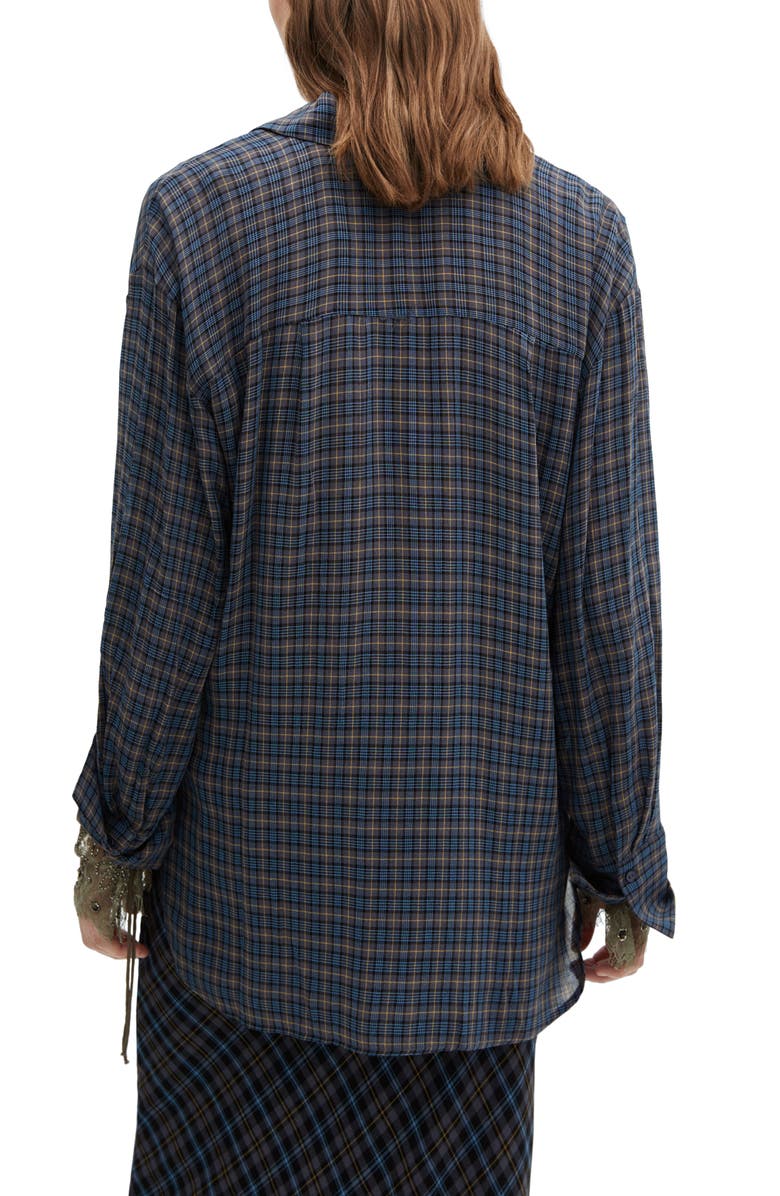 MANGO Camisa Maria Plaid Lace Cuff Shirt, Alternate, color, 