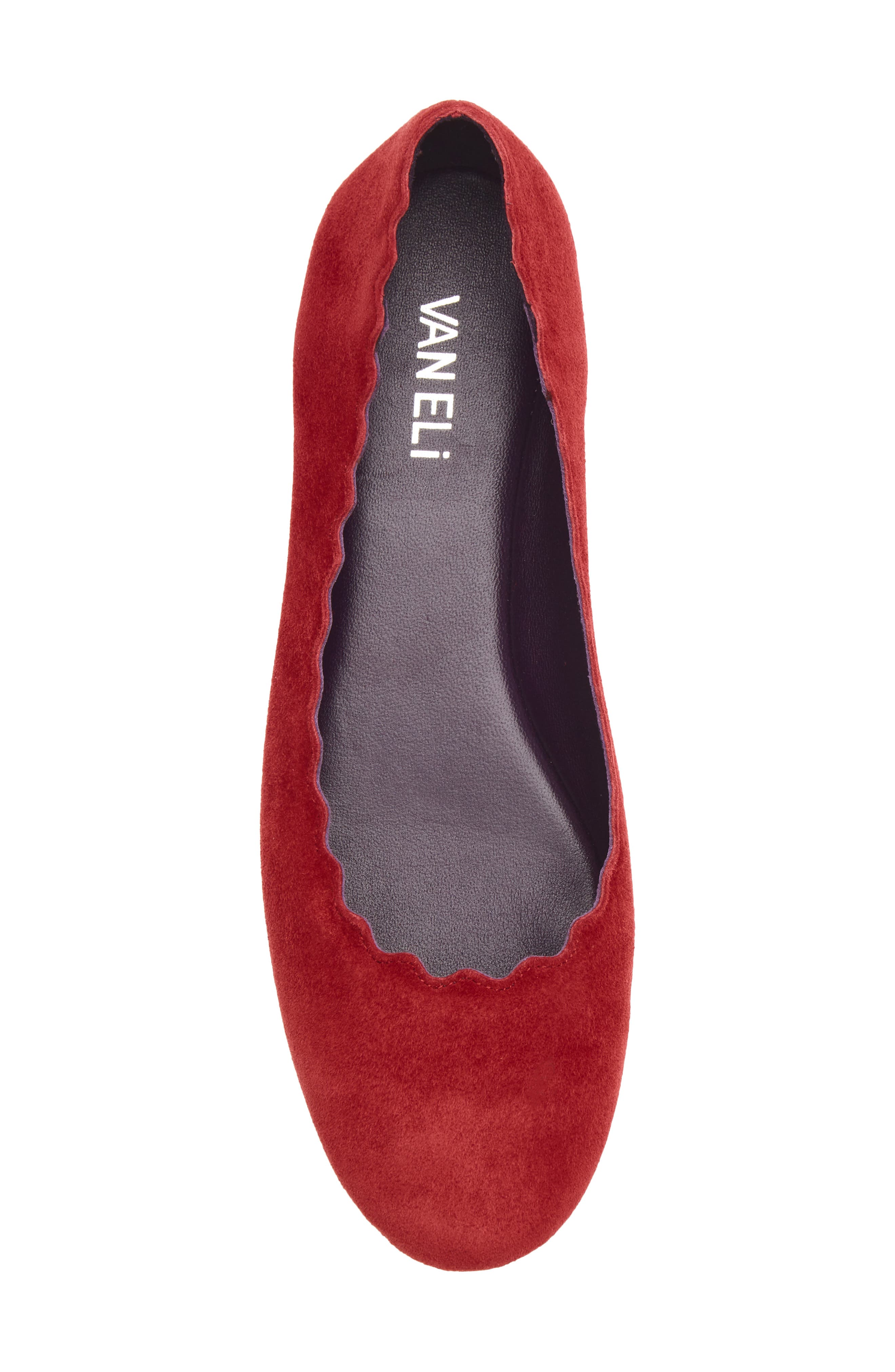 Baird Scalloped Flat, Alternate, color, RED