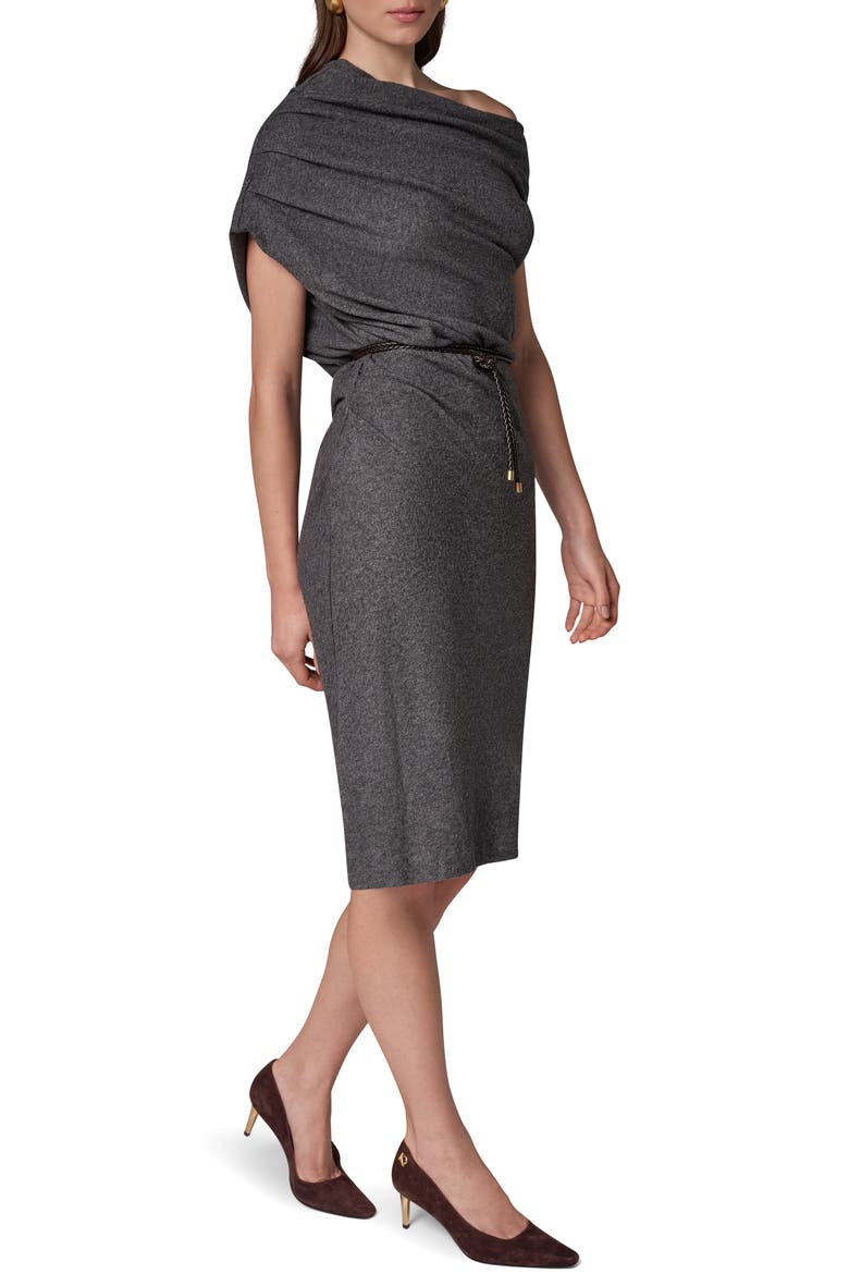 Off the Shoulder Sheath Dress, Alternate, color, HEATHER CHARCOAL