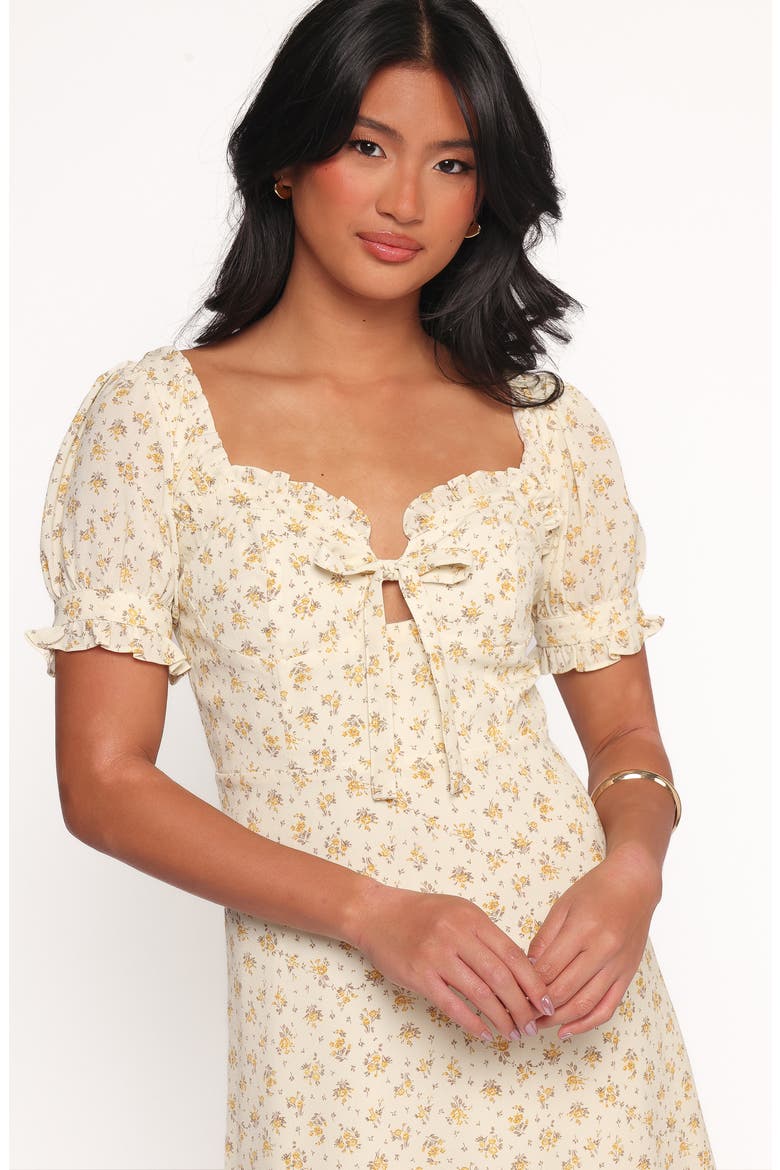 Joss Floral Puff Sleeve Minidress, Alternate, color, CREAM YELLOW