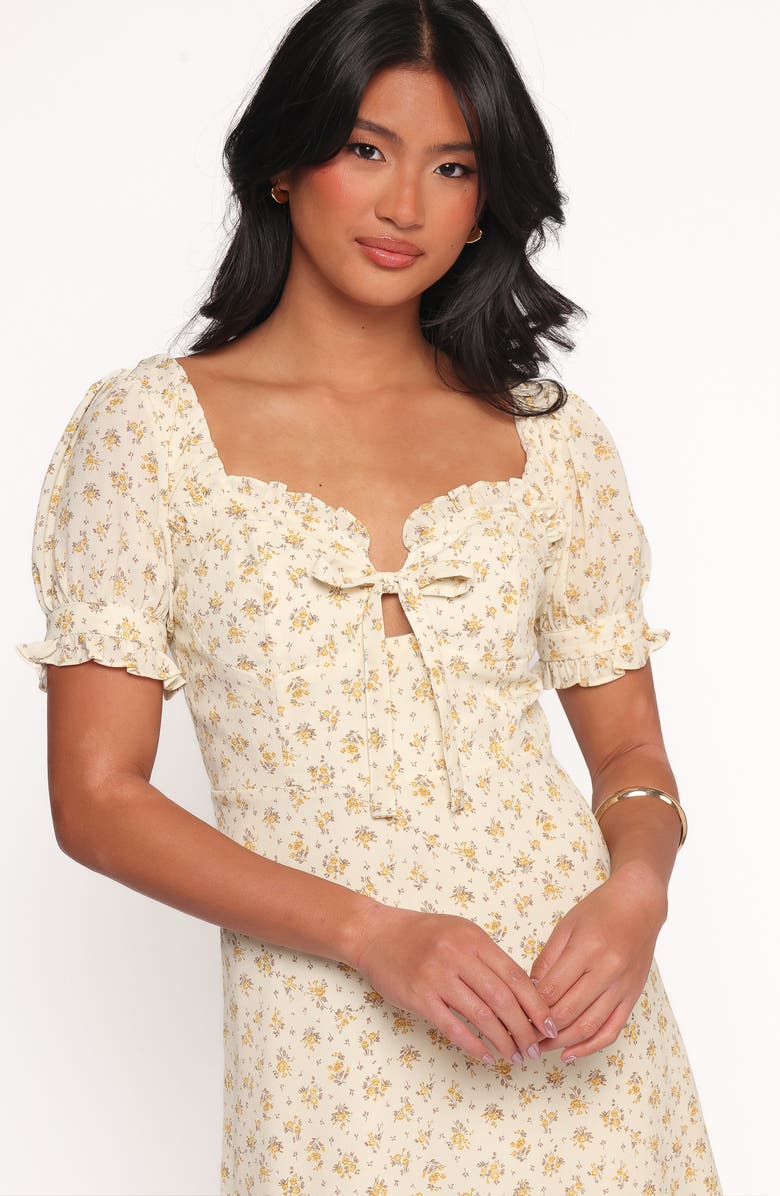 Petal & Pup Joss Floral Puff Sleeve Minidress, Alternate, color, Cream Yellow