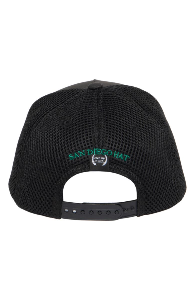 San Diego Hat Course Print Trucker Hat, Alternate, color, Black