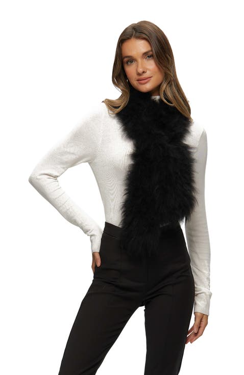Genuine Shearling Knit Pull-Through Scarf